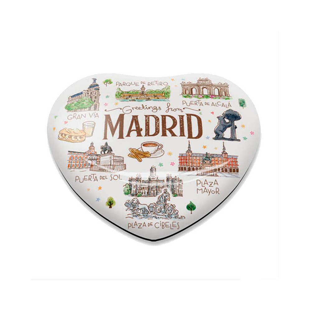 Imán cristal Madrid acuarela corazon