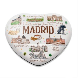 Íman de frigorífico coração Madrid Acuarela em resina efeito vidro
