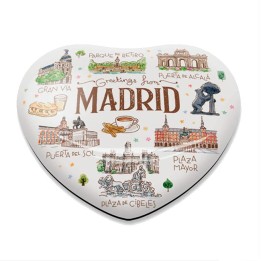 Imán cristal Madrid acuarela corazon