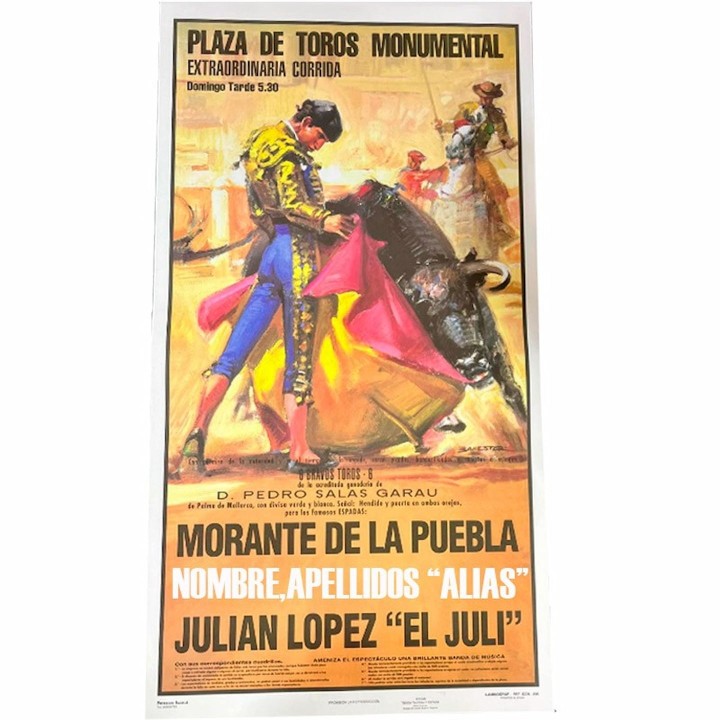 Stierkampfplakat mit Ihrem Namen, Modell Morante und El Juli