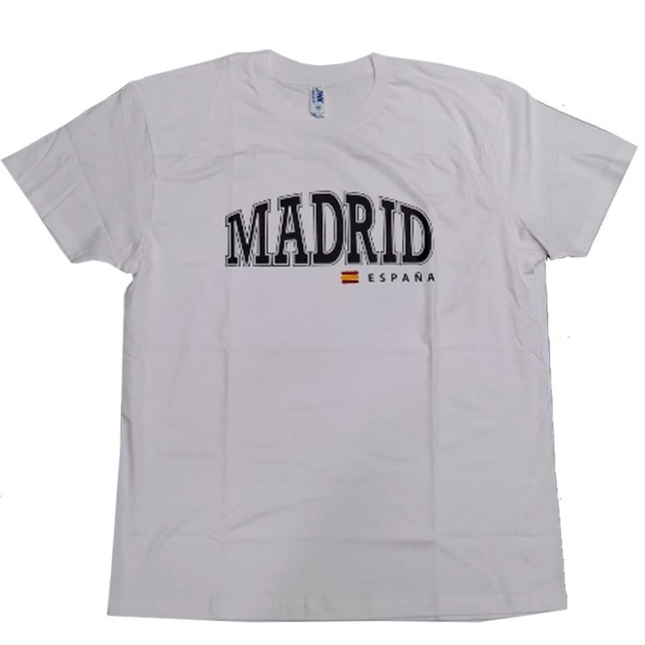 T-shirt Madrid, Espagne en coton, coloris blanc