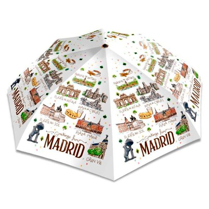 Taschenschirm Madrid Acuarela mit Sehenswürdigkeiten