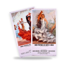 Vintage flamenco poster with red or white flamenco dress