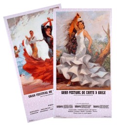Vintage-Flamencoplakat mit rotem oder weißem Flamencokleid