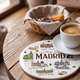 Posavasos de cerámica Madrid acuarela – vista 2