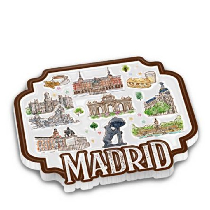 Kühlschrankmagnet mit Relief Madrid Acuarela, 7 cm