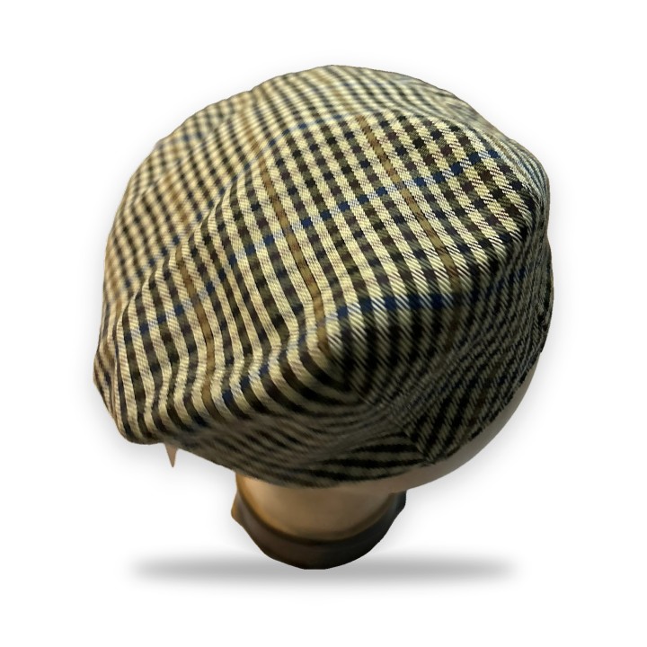 Gorra campera de entretiempo de cuadros beige y negros