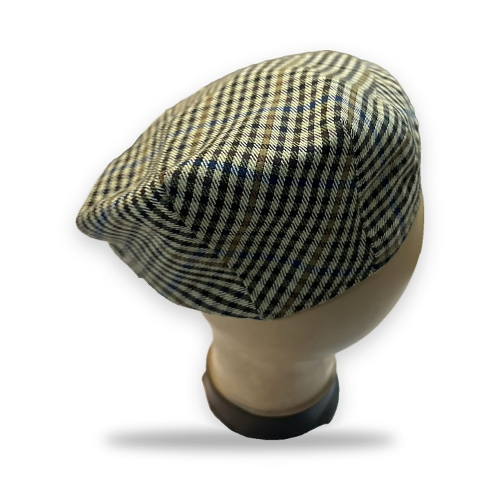 Casquette plate mi-saison à carreaux beiges et noirs