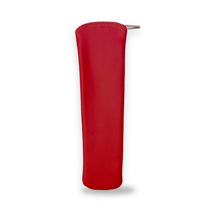 Custodia per ventaglio in pelle rossa con zip