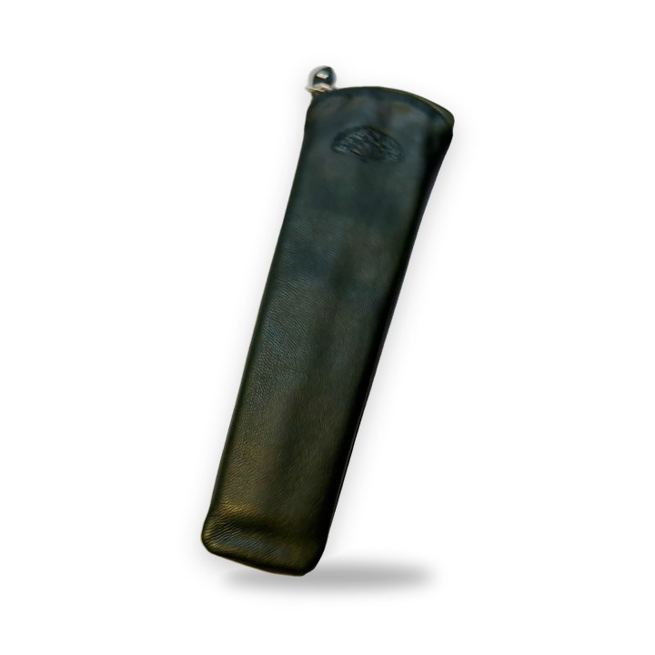 Funda de piel para abanico verde oscuro con cremallera