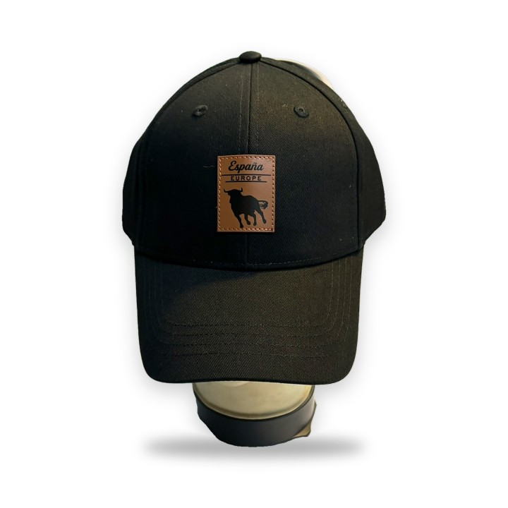 Gorra Robin Ruth negra con parche de piel con toro