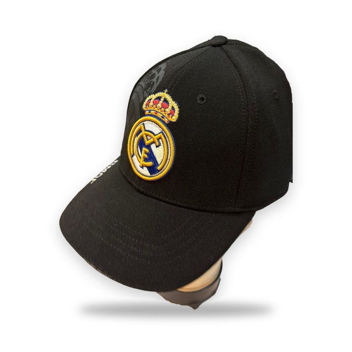 Official Real Madrid black cap with embroidered crest