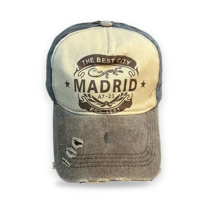 Boné Madrid bicolor em estilo vintage com frente creme e pala envelhecida