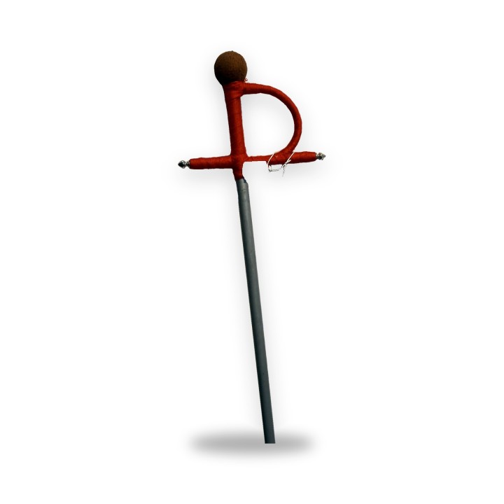 Espada de treino desmontável com punho vermelho e pomo em bola