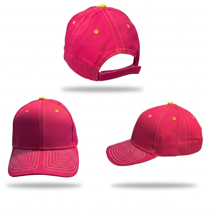 Raspberry Capote bullfighting cap with a stitched cape-fabric peak
