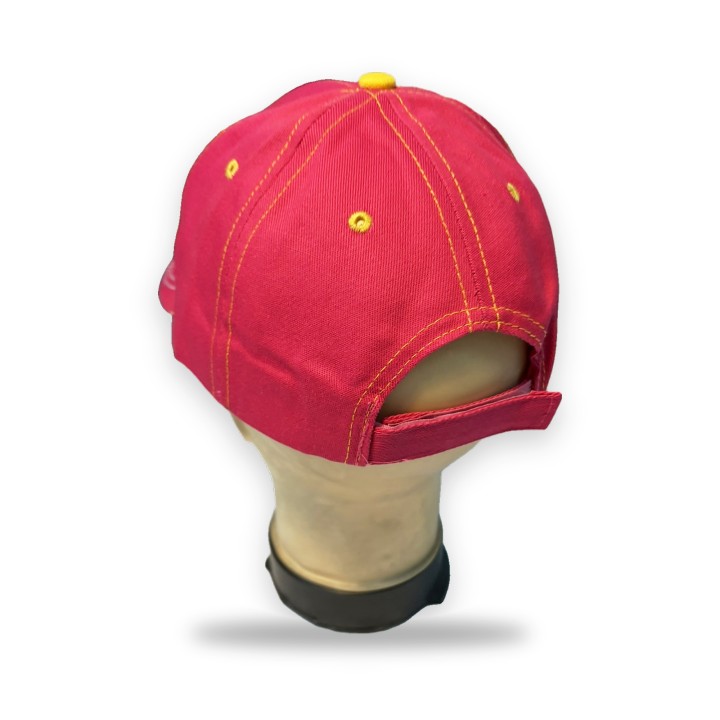 Himbeerrote Capote-Cap mit Schirm aus genähtem Capote-Stoff