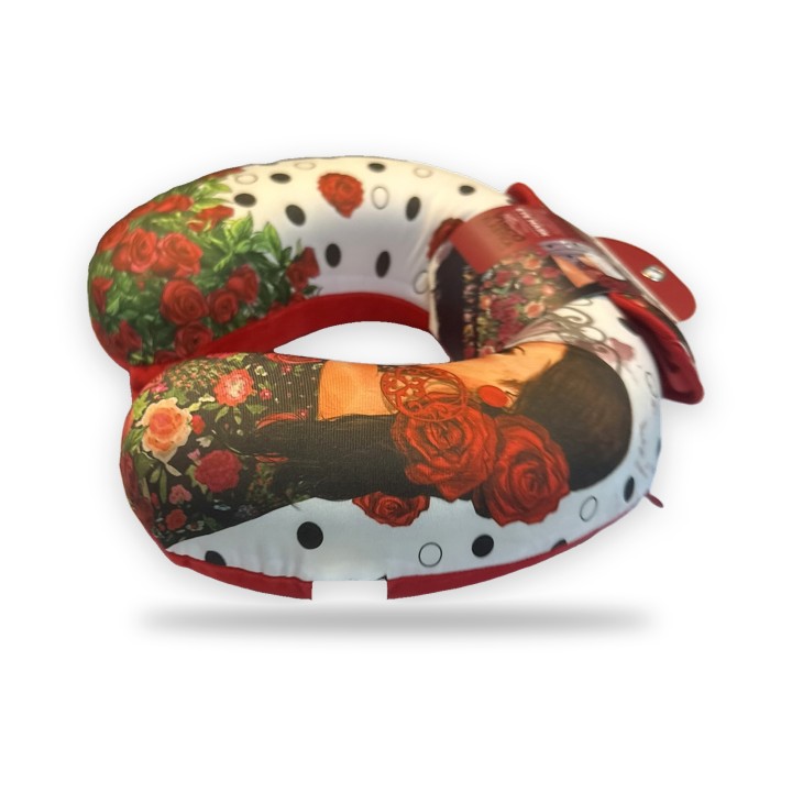 Coussin de voyage cervical avec danseuse de flamenco et pois