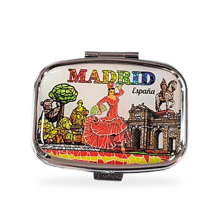 Madrid monuments pill box, square flamenco model