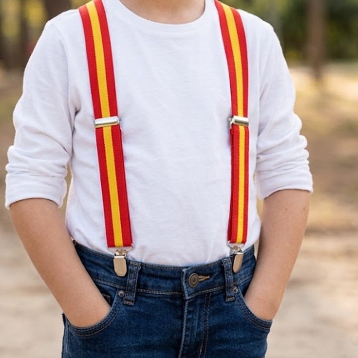 Children's Elastic Suspenders with Spanish Flag