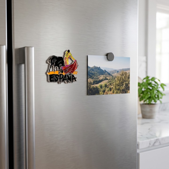 Magnet torero avec cape et le mot España sur la porte du réfrigérateur