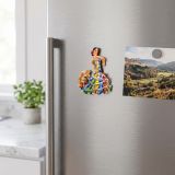 Magnet danseuse de flamenco en robe à volants colorée sur la porte du réfrigérateur