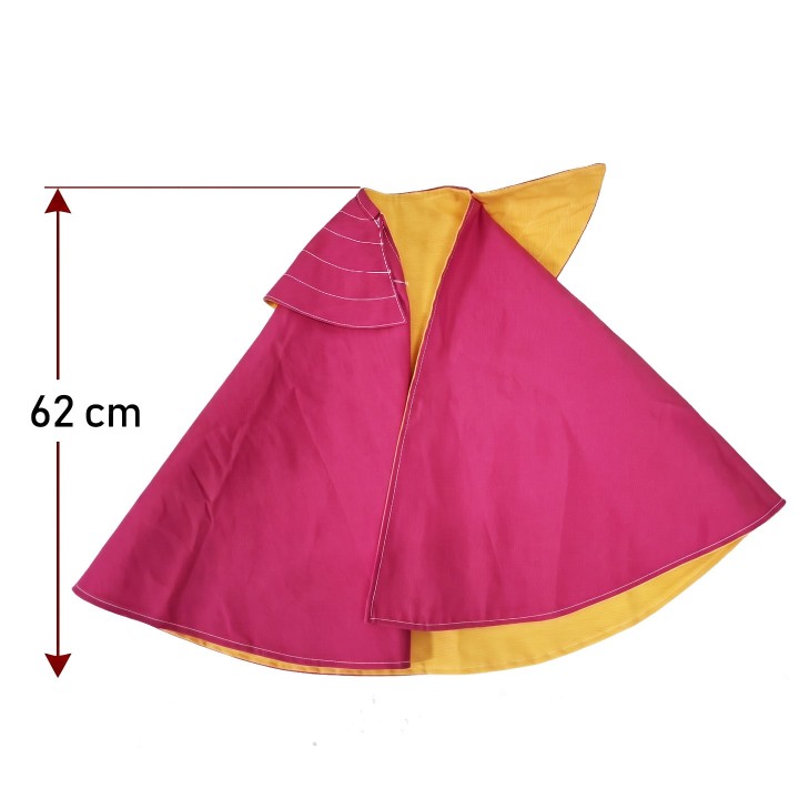 Capote per bambini medio, alto 62 cm, fucsia e giallo