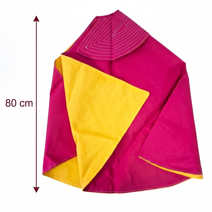 Large children's capote, 80 cm high, pink and yellow