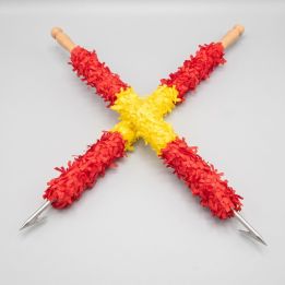Pair of professional 65 cm bullfighting banderillas, in the colours of the Spanish flag