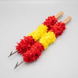 Pair of small bullfighting banderillas, in the colours of the Spanish flag
