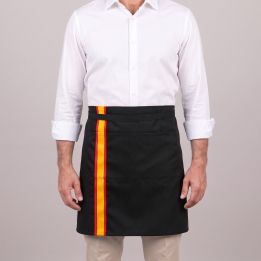 Tablier de taille noir avec le drapeau espagnol sur le côté et deux poches