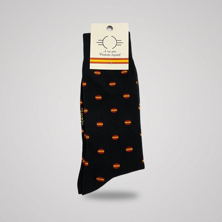 Black socks with little Spanish flags
