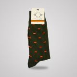 Olive green socks with little Spanish flags