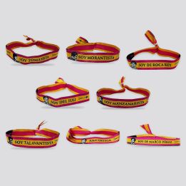The eight «Soy de…» bullfighter fabric bracelets