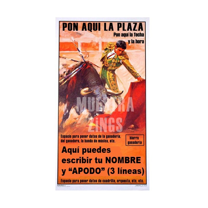 Cartel de toros personalizable completo 