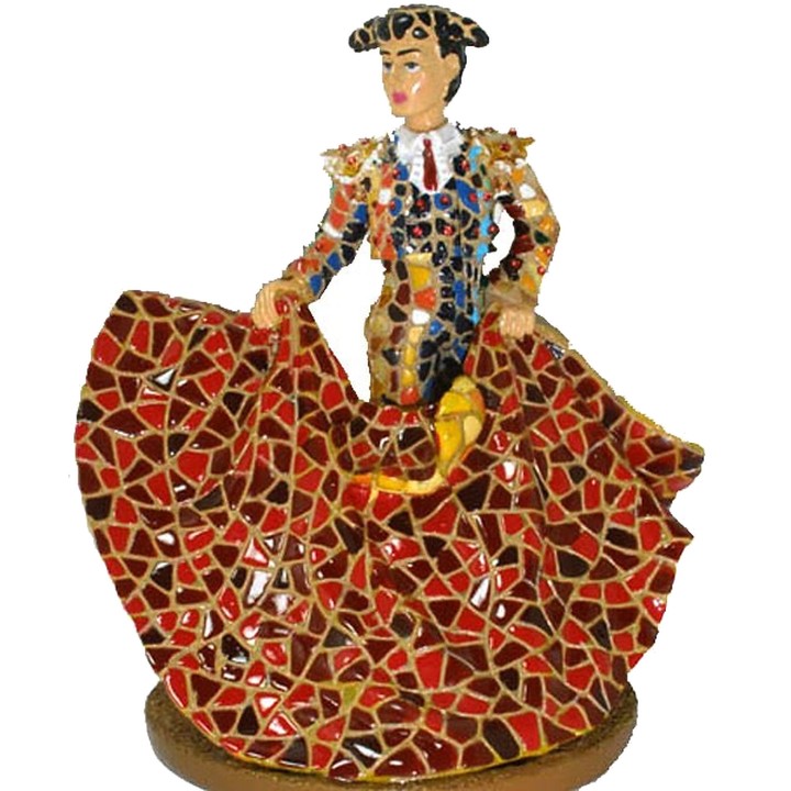 Statuetta di torero in stile trencadís di Barcino, 11 cm