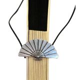 Floral wooden hand fan with Madrid cut-out lettering – view 2