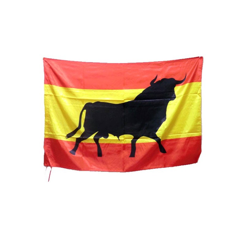 Spanish flag with a bull