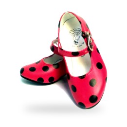 Rote Flamencoschuhe mit schwarzen Punkten für Kostüme