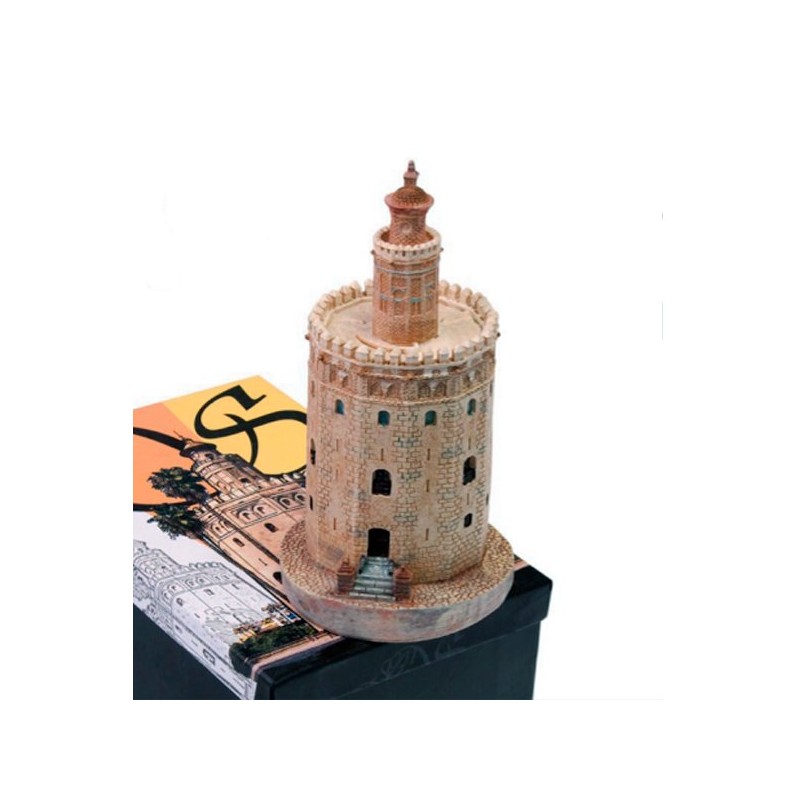 Altura de 11,5 cm. Pintada a Mano Figura Torre del Oro reproducción en Resina del Monumento de Sevilla