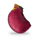 Capote-shaped leather coin purse in pink and albero – view 2