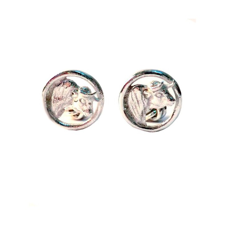 Boutons de manchette en argent "tête de taureau"