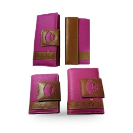 Women's capote pink leather wallet with ranch brands – view 2