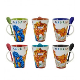 Madrid monuments coffee mug with spoon