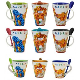 Madrid monuments coffee mug with spoon