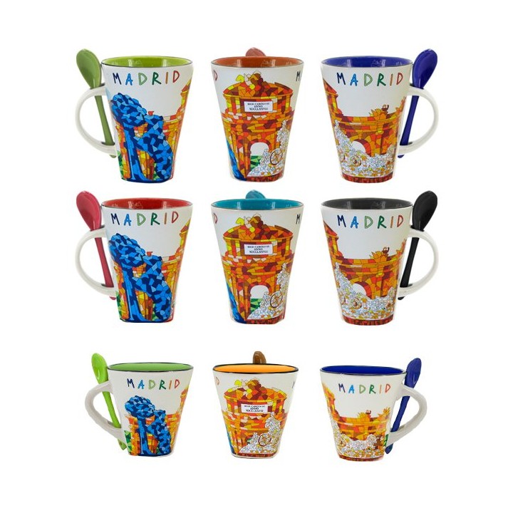 Madrid monuments coffee mug with spoon