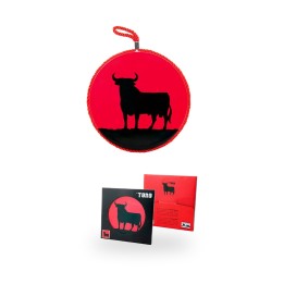 Topfuntersetzer aus Keramik Osborne-Stier in Rot und Schwarz, 19 cm