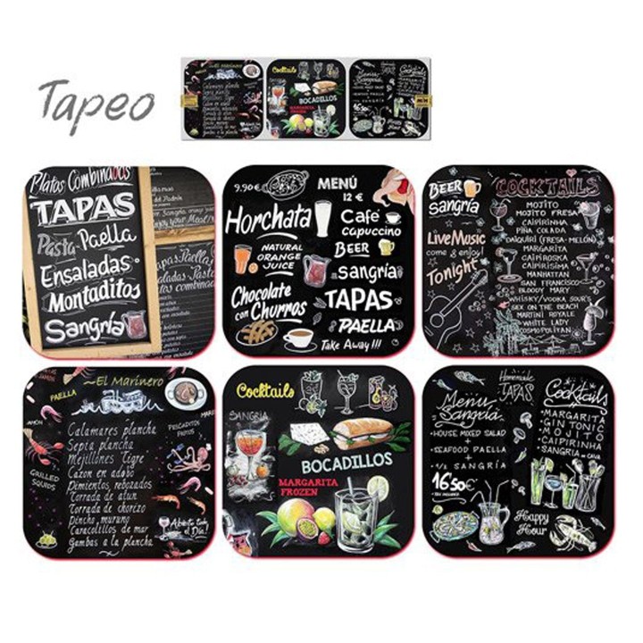 Bases para copos Quadros de Tapas em cortiça (conjunto de 6)