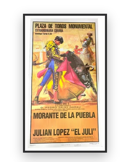 Cartel de toros enmarcado de Morante de la Puebla y El Juli con tu nombre
