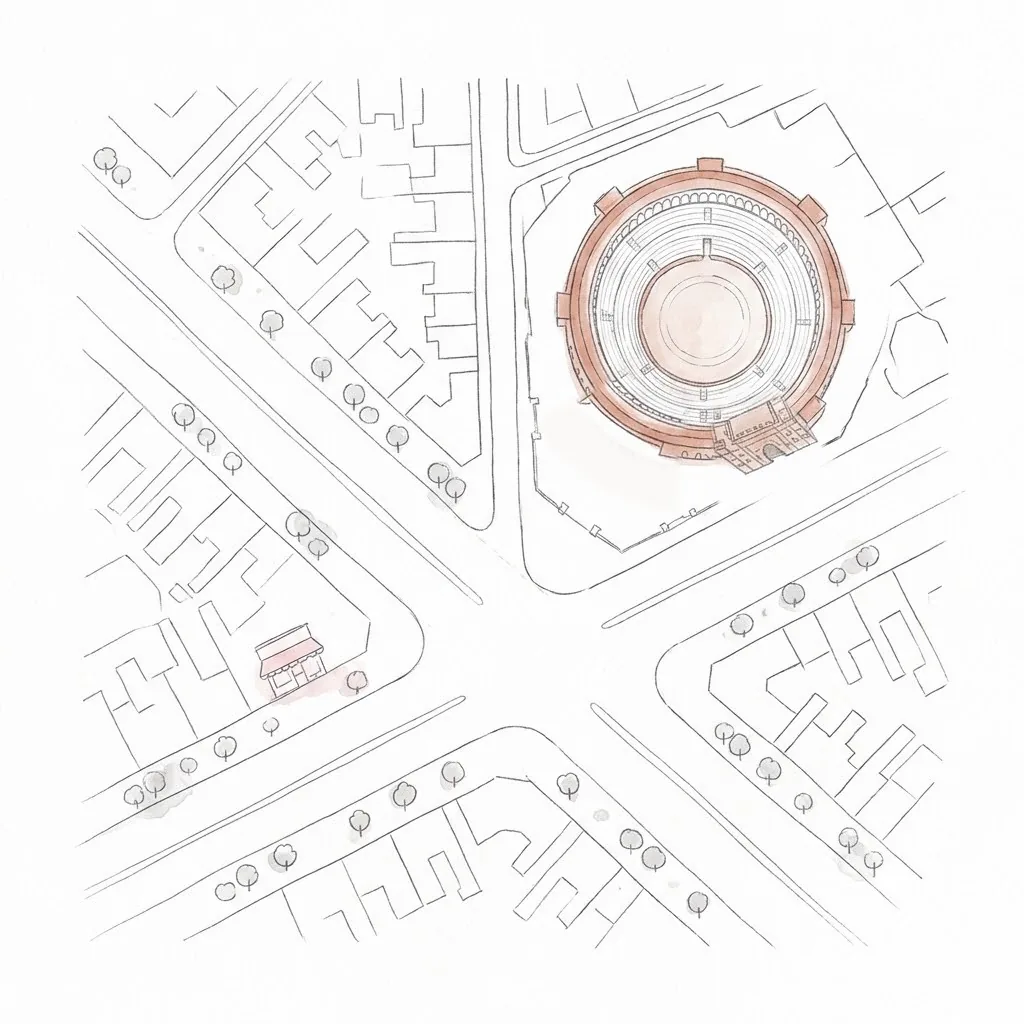 Plano de la zona de Las Ventas: ZiNGS está en la calle de Alcalá 231, a 3 minutos a pie del metro Ventas y de la plaza de toros